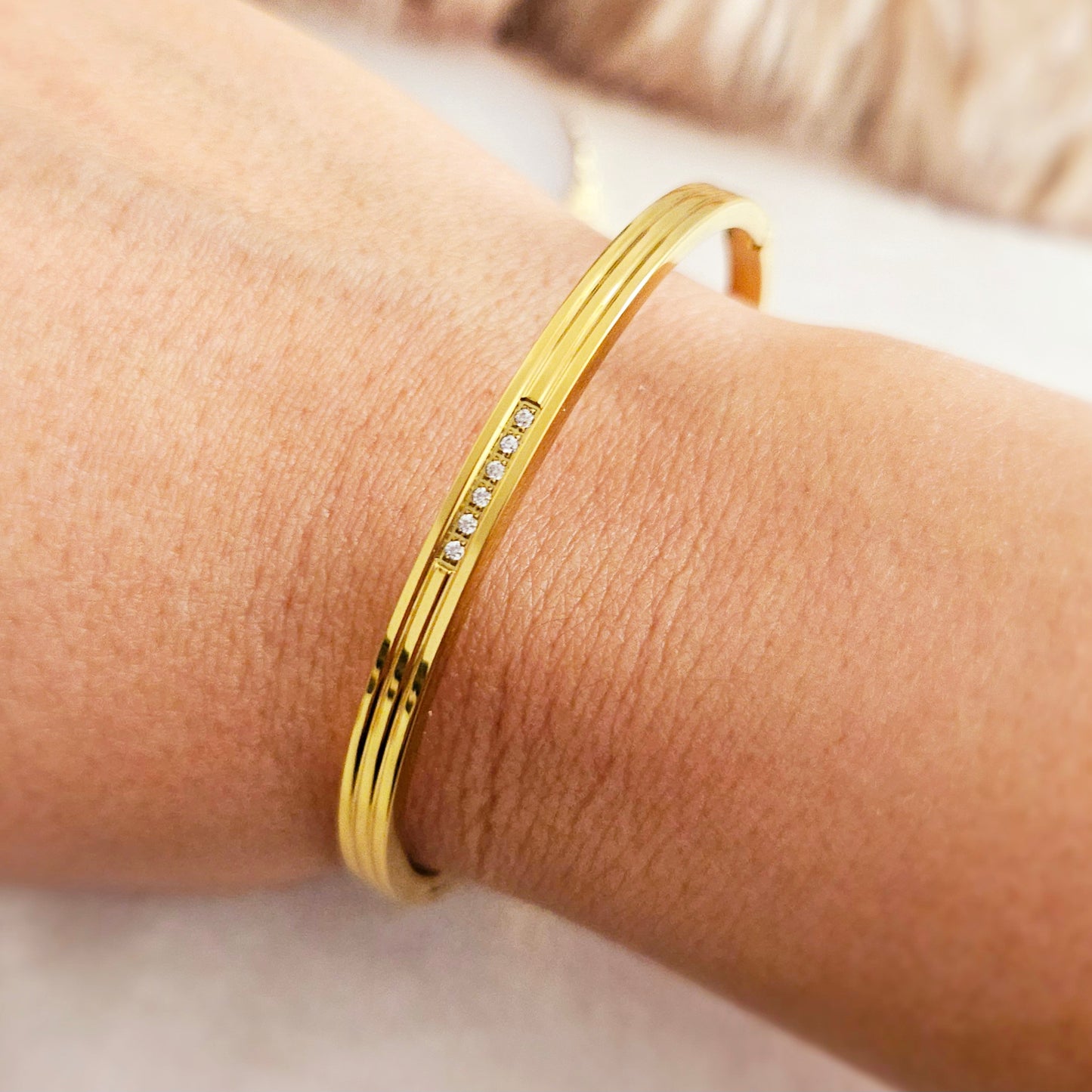Brienne Bangle Bracelet - 18K Gold Plated.