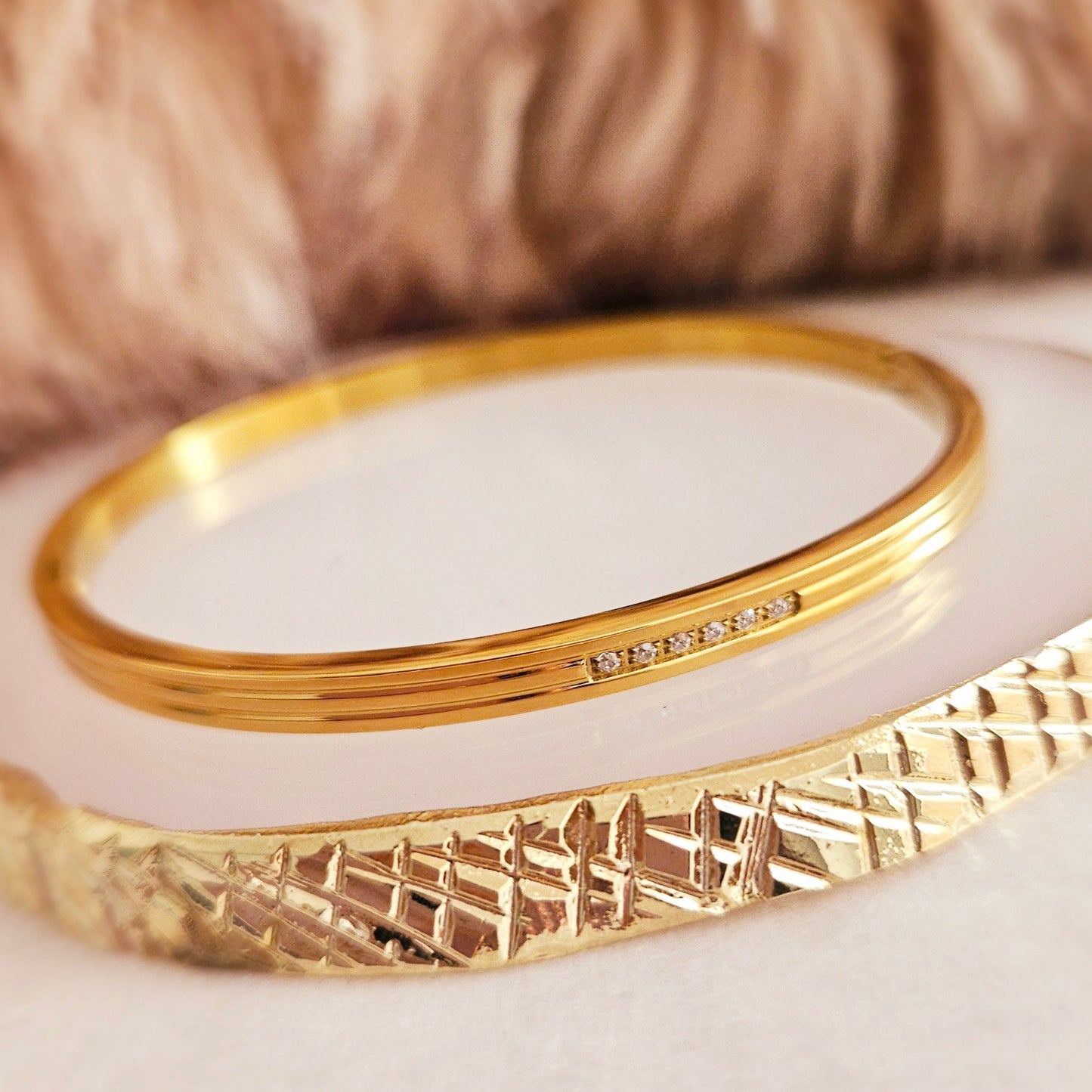 Brienne Bangle Bracelet - 18K Gold Plated.
