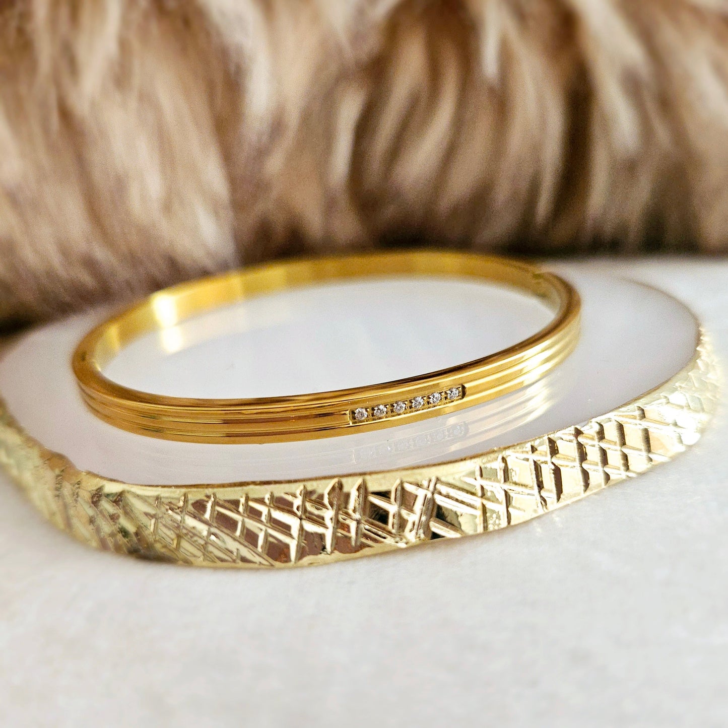 Brienne Bangle Bracelet - 18K Gold Plated.