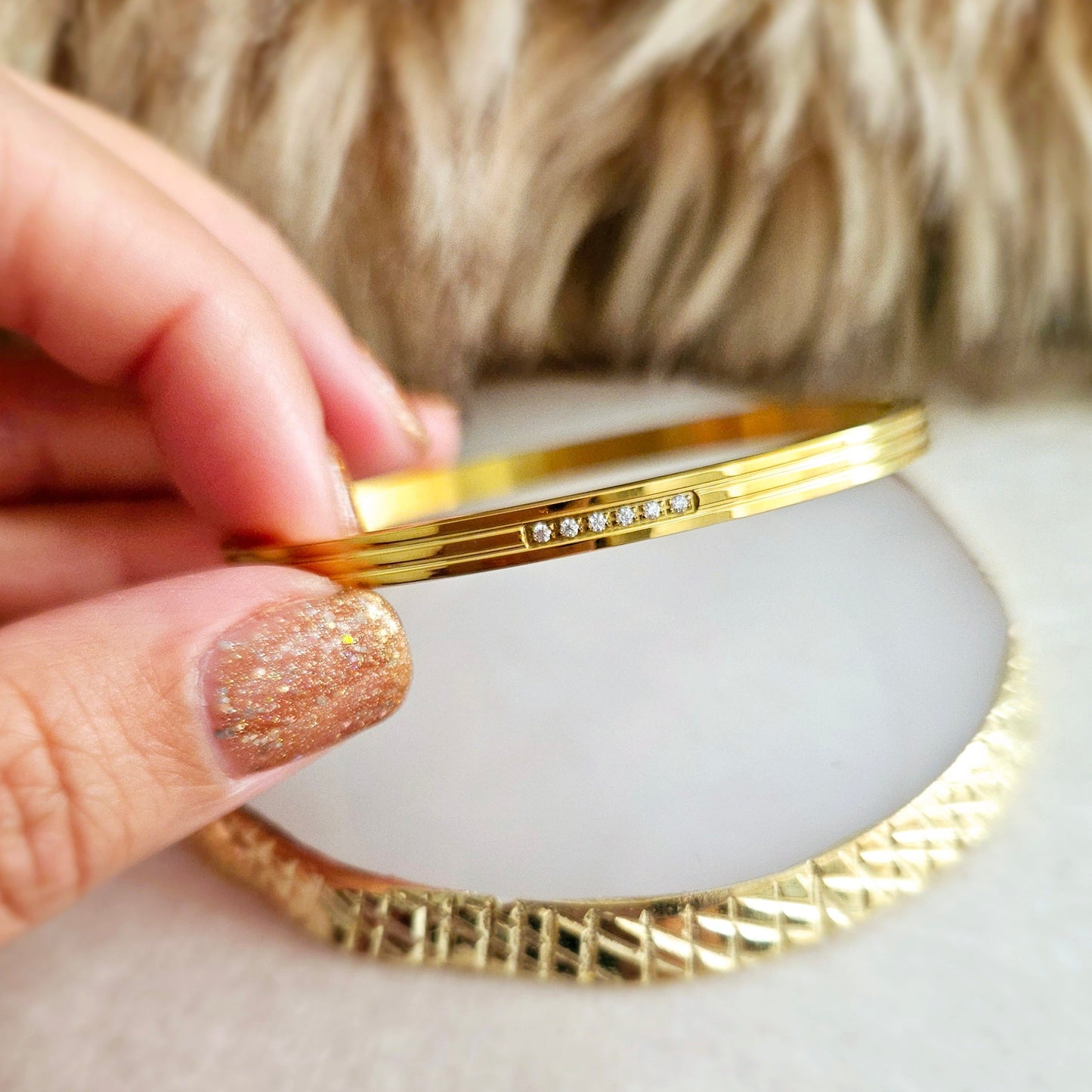 Brienne Bangle Bracelet - 18K Gold Plated.