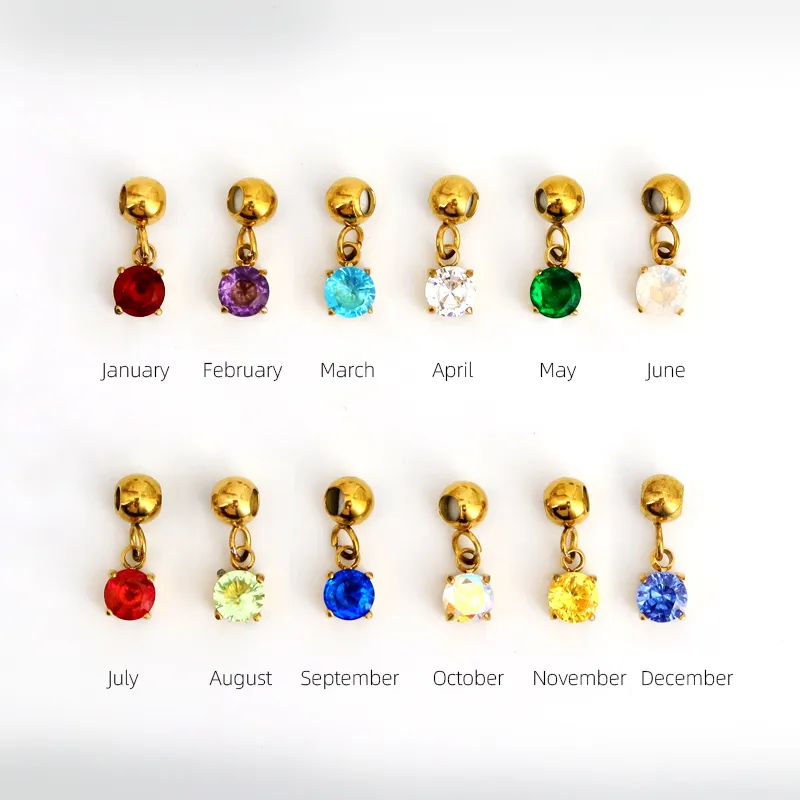 Birthstone Charms - 18K Gold Plated.