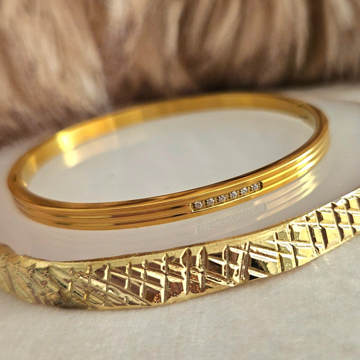 Brienne Bangle Bracelet - 18K Gold Plated.