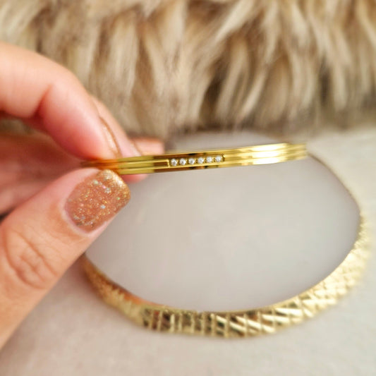 Brienne Bangle Bracelet - 18K Gold Plated.