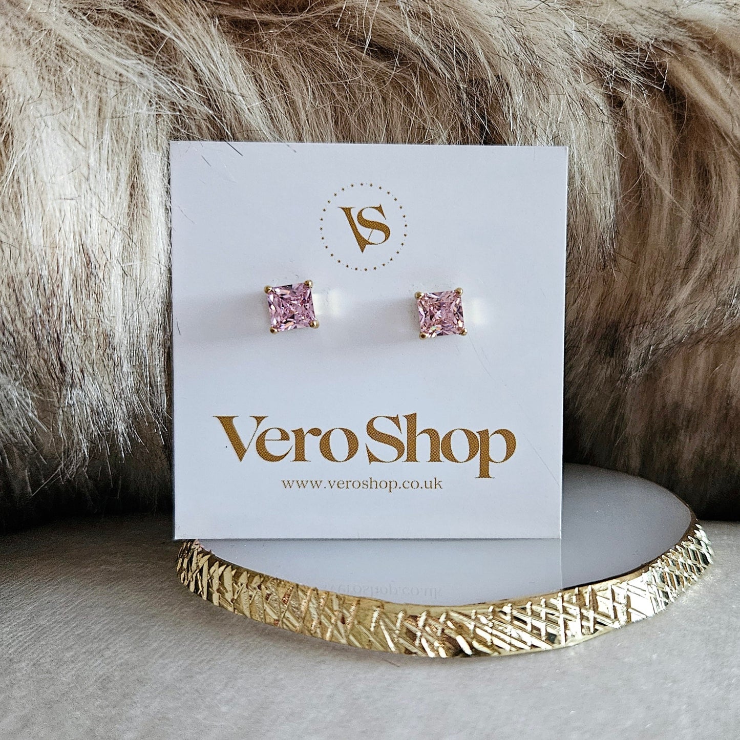 Rosie Diamond - 18k Gold Plated, Stud Earrings.