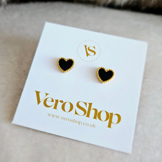 Black Heart Ear Studs