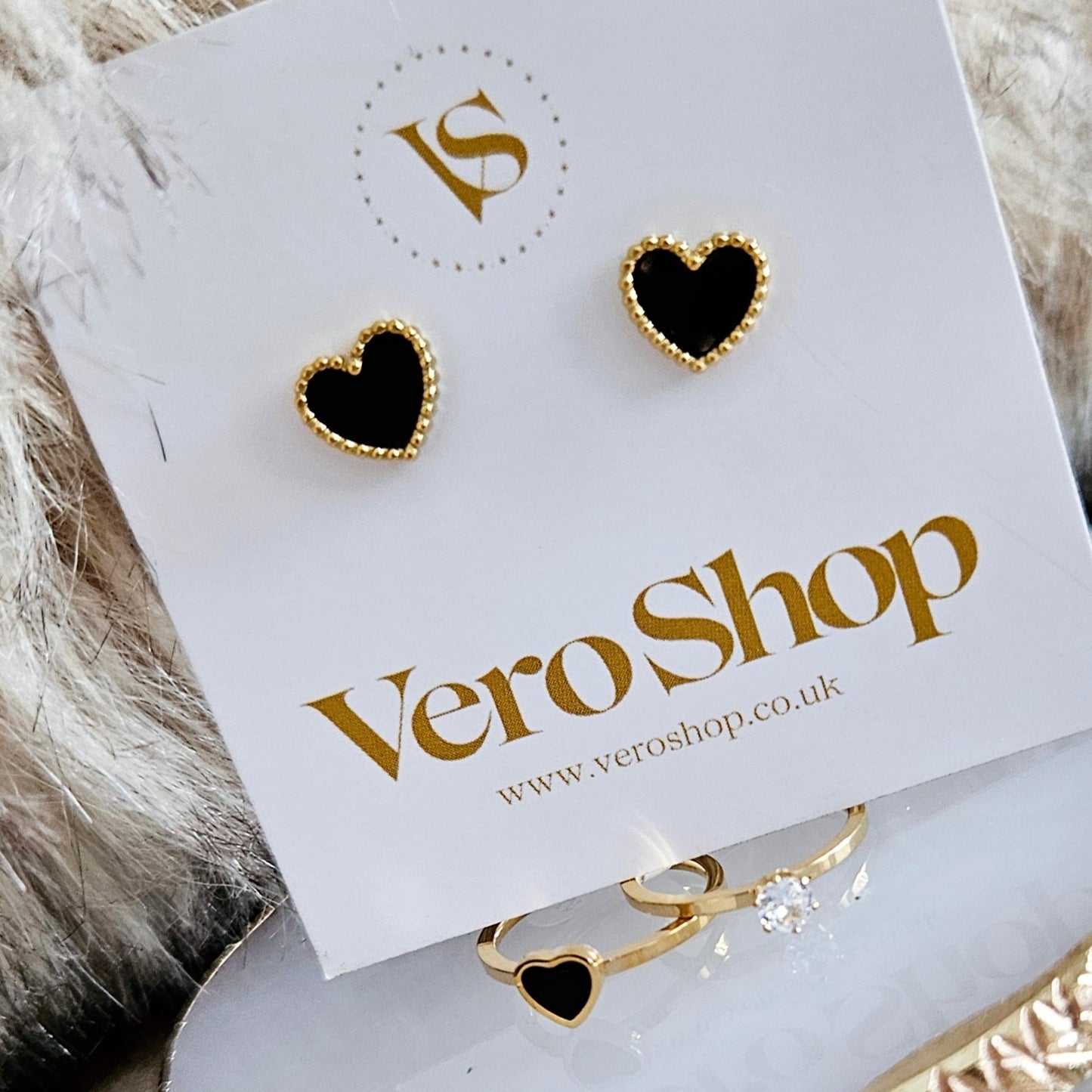 Black Heart Ear Studs